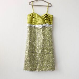 Y2K Fairy Sequin Dress M Green Matcha Teen‎ Girls Glitter Cocktail Coquette